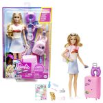 fisher price Barbie Doll And Accessories, 'Malibu' Travel Set With Puppy And 10+ Pieces Including Working Suitcase