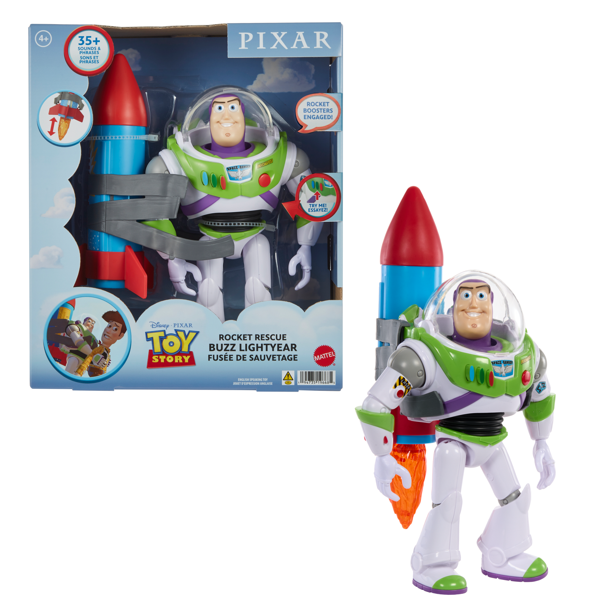fisher price Disney And Pixar Toy Story Buzz Lightyear 10-Inch Action Figure Toy With Rocket & Sounds