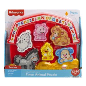 fisher price Fisher-Price Laugh & Learn Farm Animal Puzzle Shape Sorting Baby Toy With Music & Sounds