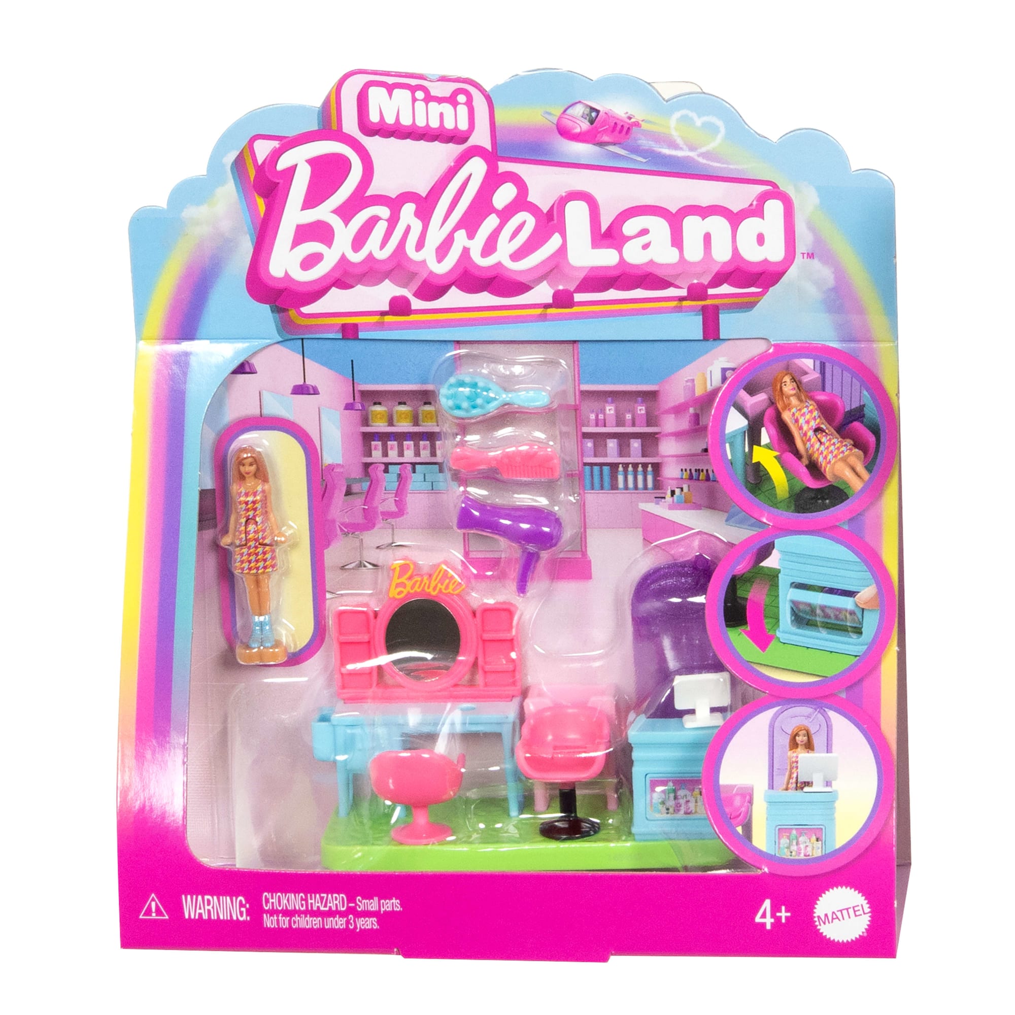 fisher price Barbie Mini Barbieland  Poup??e et Coffret de Jeu Salon de Coiffure